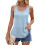 Women's openwork drawstring  color button suspender-Sky Blue XL 1