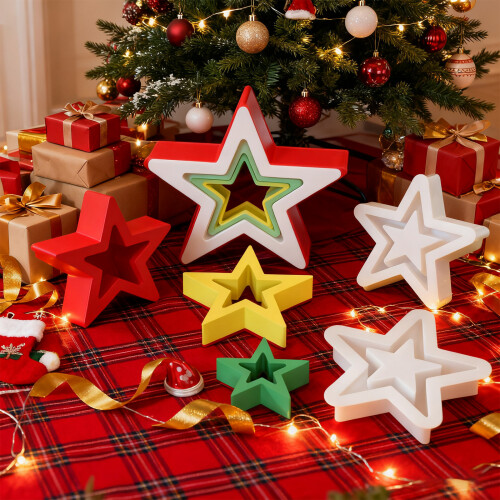 Christmas Ornament Pendants Molds Star Epoxy Casting Mold for 1