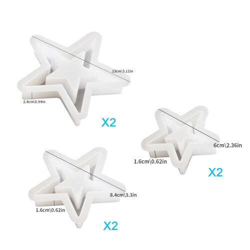 Christmas Ornament Pendants Molds Star Epoxy Casting Mold for 2