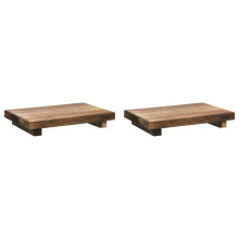2X Holzsockel Seifenständer Badezimmer Küche Arbeitsplatte Tablett Bauernhaus Holz Riser Seifenschale Pflanzenhalter
