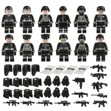 12 PCS Riot Police Figures Special Forces Mini Building Block Toys Set Christmas Gift for Boys & Girls