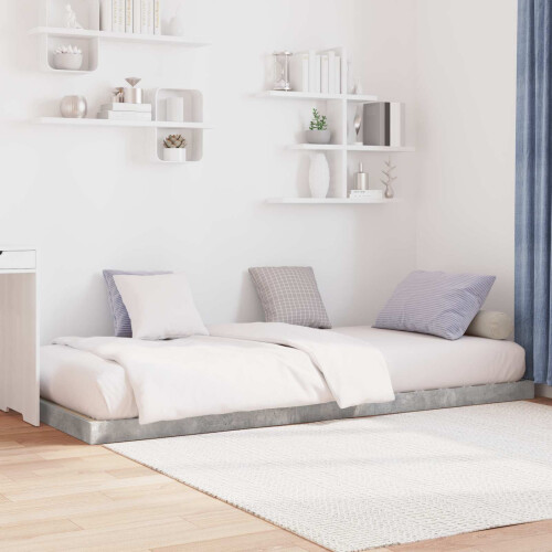 vidaXL Floor Bed Frame Concrete Grey 75 x 190 cm Engineered Wood 2
