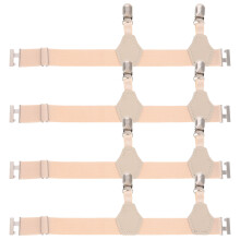 4St Elastische Sokgarters Met Metalen Nonslip Clips Beige
