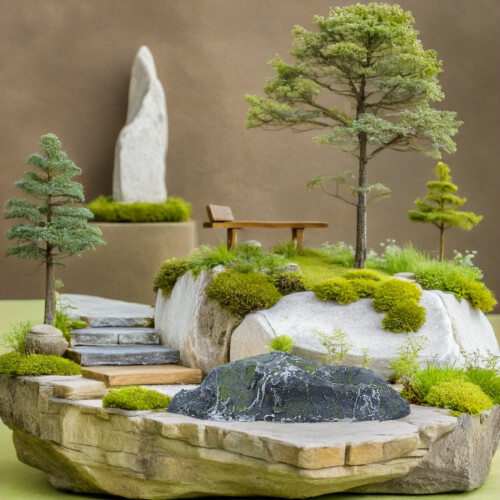 Multi-Color Artificial Moss Rocks Faux Stone Decorative for Home 2