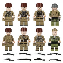8 PCS World War 2 Allied Forces Soviet Army Building Block Figure Set Wargaming Figures for Display