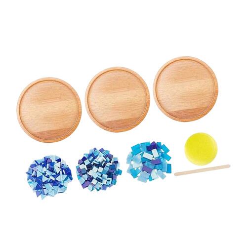 Coaster Set With Assorted Glass Tiles For Adults Creative-Blue