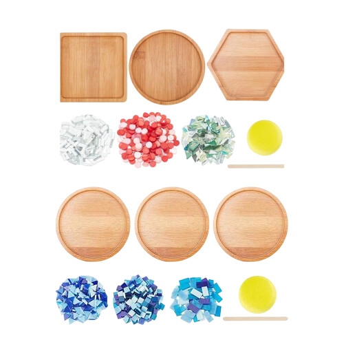 Glasuntersetzer-Set mit Bambusbasis für kreative-Blau 1