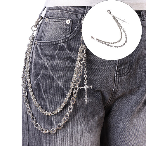 Punk dubbellaagse tailleketting legering textuur 1