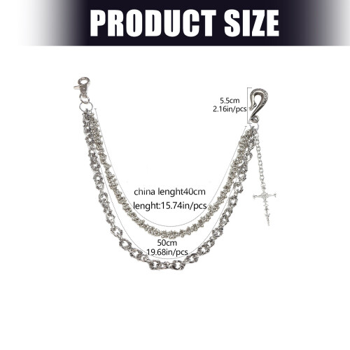 Retro Gothic Double Layer Trouser Chain Alloy Texture Body 2
