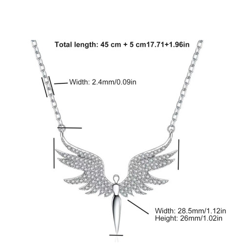 Collier pendentif aile d'ange en alliage élégant, chaîne de 2