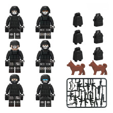 6 PCS Ghost SWAT with Tactical Backpack & Police Dogs Building Blocks Set for Kids