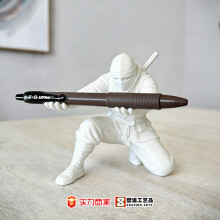 (10CM, 白色) 3D Printed Ninja Pen Holder Stand, Cool Desk Organizer for Office Supplies, Multifunctional Pencil Holder Gift