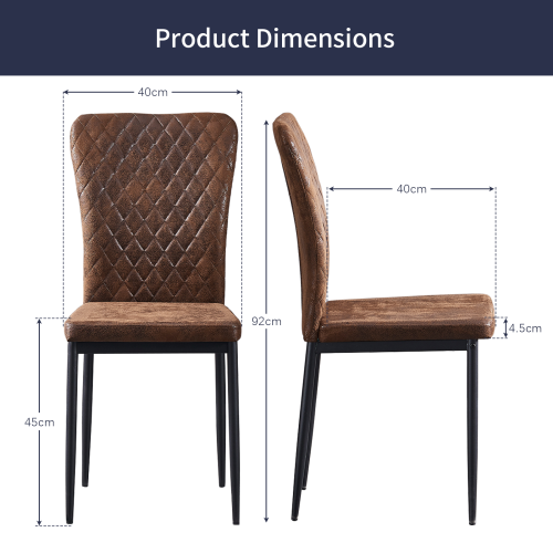 AINPECCA 6PCS Faux Suede Dinning Chair Brown High Backrest 1