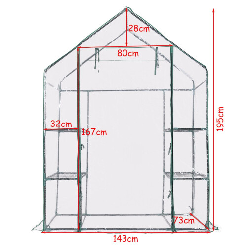 Skleník s policemi, PVC kryt, 143 x 73 x 195 cm 2