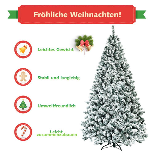 Artificial Christmas Tree, 225cm, Snowy, Metal Stand 2