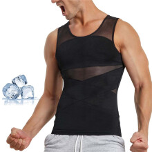 (2XL, Black) Sculpt Body, Shaper Vest 2.0, Double Compression Men's Body Shaper, Comfortable Casual Plain Compression Vest for Men
