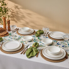 Karaca Stream Bone China Saturn 12-Piece Dinner Set for 4 People, White