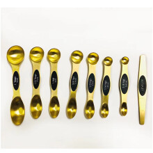 (Golden 8-piece set) Set di misurini magnetici a doppia testa in acciaio inox con scala graduata