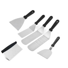 (Six-piece set) Stainless Steel BBQ Set: Grill Fork, Spatula & Iron Plate