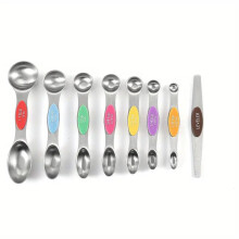 (Colorful 8-piece set) Set di misurini magnetici a doppia testa in acciaio inox con scala graduata