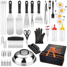 (40-piece set) 40-Piece Outdoor BBQ Tool Set with Apron & Clips