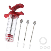 (Black, C) BBQ Sauce Injector Set - Turkey & Meat Seasoning Needle