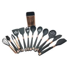 (13-piece kitchenware set) Rose Gold Silicone Pasta Spatula Set - Heat Resistant Kitchen Utensils