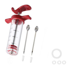 (Red, B) BBQ Sauce Injector Set - Turkey & Meat Seasoning Needle