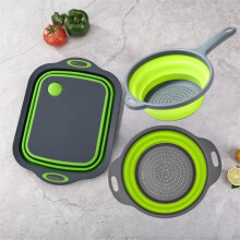 (Three-Piece Set B Series) Foldable Kitchen Sink Basket Set, Expandable Drain & Fruit Storage, Camping Tool