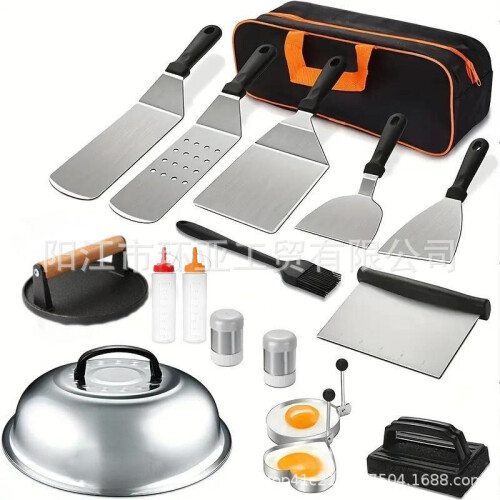 (17-piece set) Stainless Steel BBQ Tool Set with Griddle Spatula