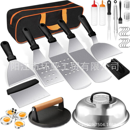 (29-piece set) Stainless Steel BBQ Tool Set with Griddle Spatula