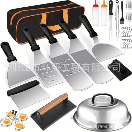 (29-piece set) Stainless Steel BBQ Tool Set with Griddle Spatula