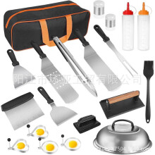(20-piece set) Stainless Steel BBQ Tool Set with Griddle Spatula