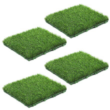 Carreaux de sol en herbe verte à emboîtement, 4 pièces,-Vert
