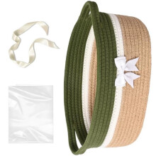 Panier de rangement en corde tissée avec nœud-vert kaki