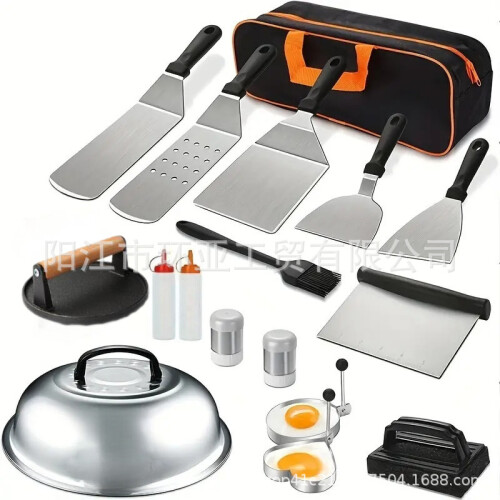 (34-piece set) Stainless Steel BBQ Tool Set with Griddle Spatula 1