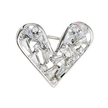 Elegante herzförmige Brosche mit Zirkonstein für den-Silber