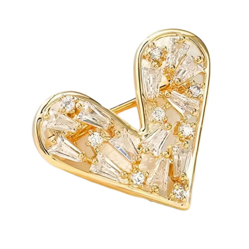Romantische silberne Herznadel mit glitzerndem-Goldfarben