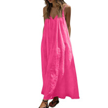 Fashionable V Cut Backless Maxi Dress For Ladies-Section 10 XL