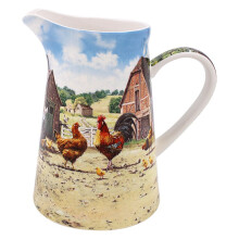 Jug Ceramic Fine China Decorative Vase Cockerel & Hen Farm Kitchen Tableware