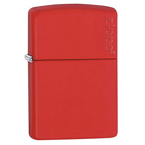 Zippo Zippo Lighter Red Matte Regular Logo Fuel Refillable Windproof Flame Flip Top 2
