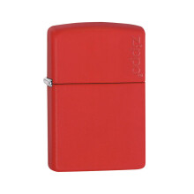Zippo Lighter Red Matte Regular Logo Fuel Refillable Windproof Flame Flip Top
