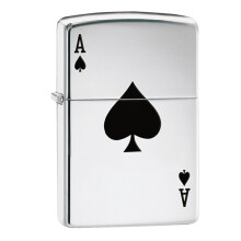 Zippo High Polish Chrome Ace Of Spade Windproof Flame Flip Top Lighter Accessory