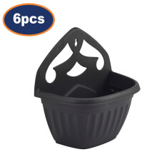 6Pcs 32cm Wall Hanging Planter Plastic Athens Flower Pot Black Garden Basket