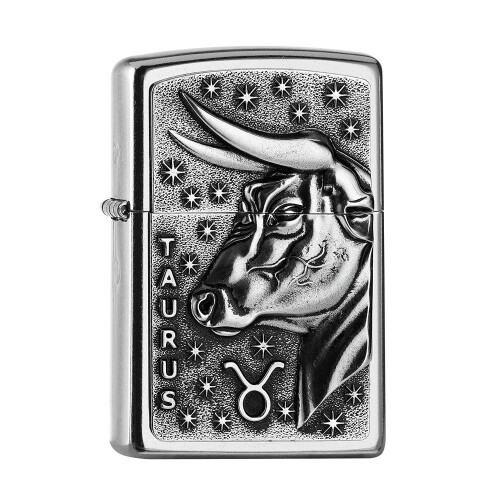 Zippo Zippo Lighter Taurus Zodiac Sign Horoscope Chrome Windproof Flame Refillable