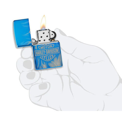 Zippo Zippo Harley Davidson Lighter High Polish Blue Hot Flame Windproof Refillable 2
