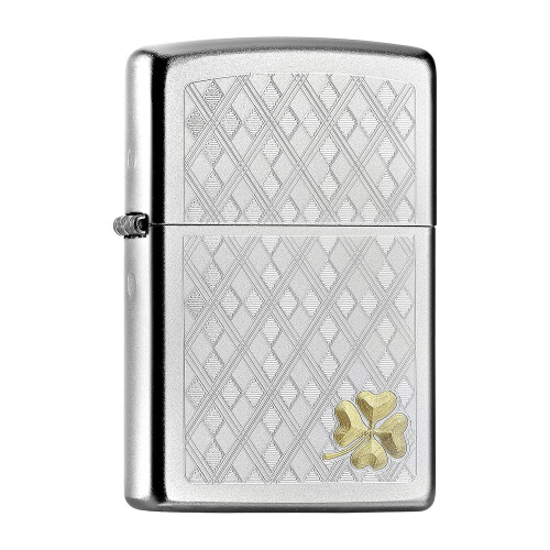 Zippo Zippo Lighter Four Leaf Clover Polish Chrome Laser Engraved Windproof Refillable