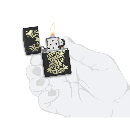 Zippo Zippo Harley Davidson Lighter Golden Eagle Motorcycle Black Matt Windproof Flame 2