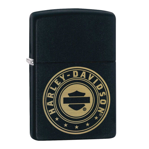 Zippo Zippo Harley Davidson Lighter Gold Logo Black Matt Finish Windproof Refillable