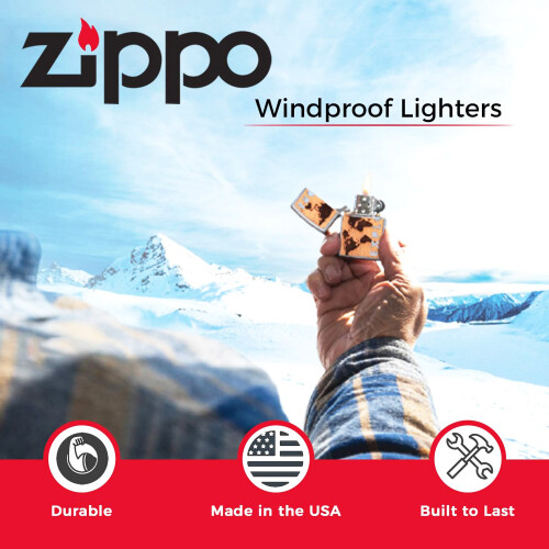 Zippo Zippo Lighter Four Leaf Clover Polish Chrome Laser Engraved Windproof Refillable 1